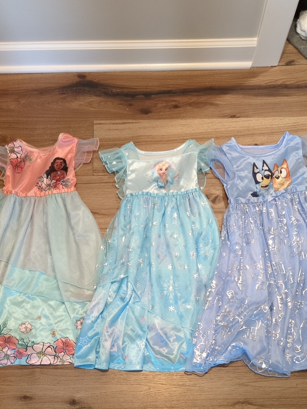Girls 4T Princess Nightgown Bundle Frozen Elsa Bluey 3 Dresses